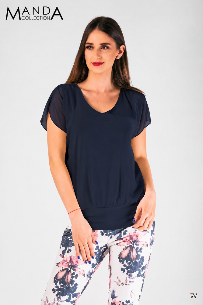 Dark blue muslin top-0