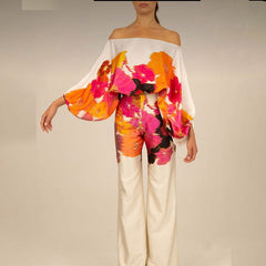 Women’s Off-Shoulder Batwing Sleeve & Wide Leg Two-Piece Set