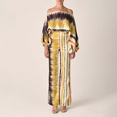Women’s Off-Shoulder Batwing Sleeve & Wide Leg Two-Piece Set