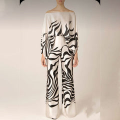 Women’s Off-Shoulder Batwing Sleeve & Wide Leg Two-Piece Set
