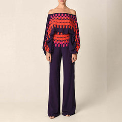 Women’s Off-Shoulder Batwing Sleeve & Wide Leg Two-Piece Set