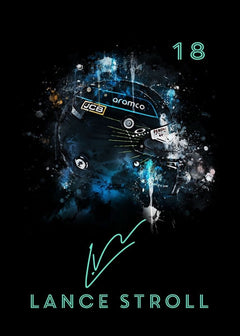 Poster Formel 1 Helm Aquarell Rennfahrer Name Unterschrift Rennnummer · Deko Print ohne Rahmen-4
